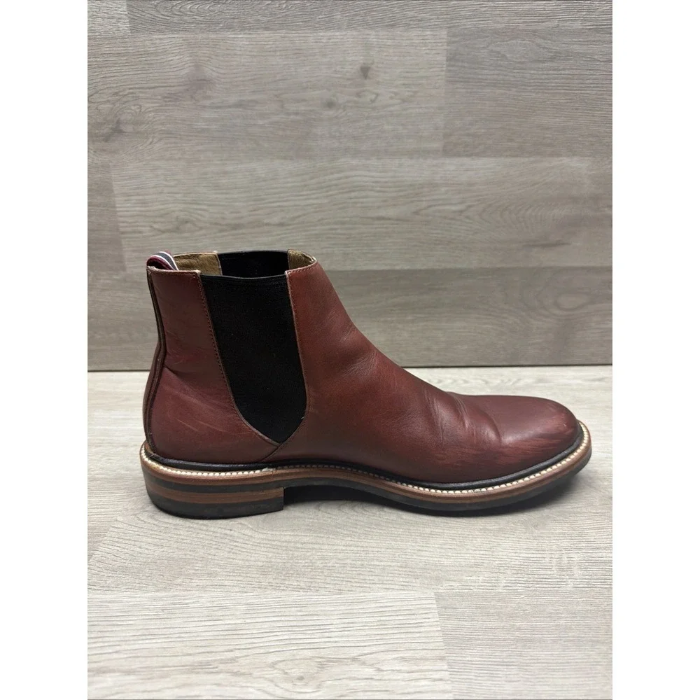 J Crew Chelsea Boot Oar Stripe Italian Leather J9018 Size 7.5 Mens Very Nice‎